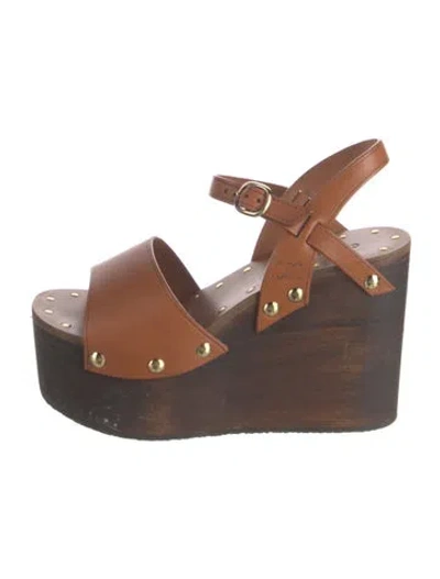 Pre-owned Celine Leather Studded Accents Pumps In Brown