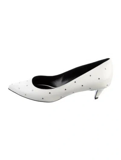 Pre-owned Celine Leather Studded Accents Pumps In White