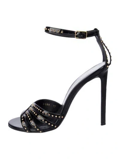 Pre-owned Celine Leather Studded Accents Sandals In Black
