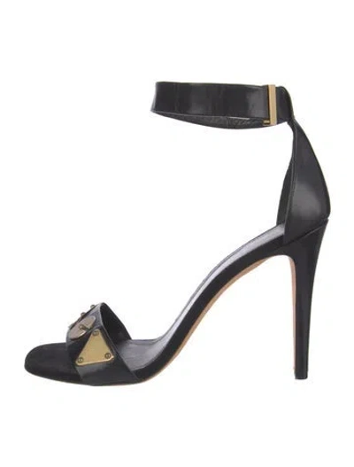 Pre-owned Celine Leather Studded Accents Sandals In Black