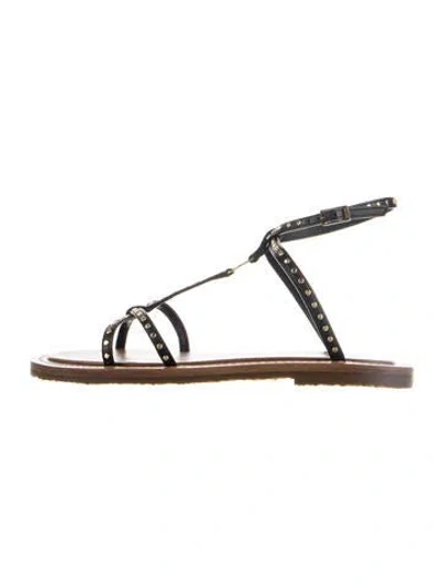 Pre-owned Celine Leather Studded Accents Sandals In Black
