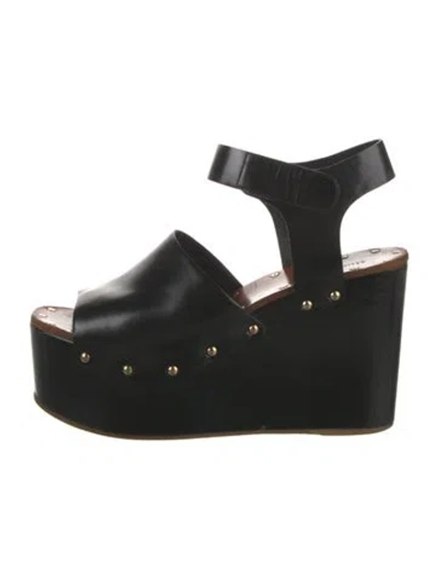 Pre-owned Celine Leather Studded Accents Sandals In Black
