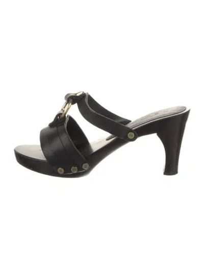 Pre-owned Celine Leather Studded Accents Slides In Black