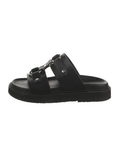 Pre-owned Celine Leather Studded Accents Slides In Black