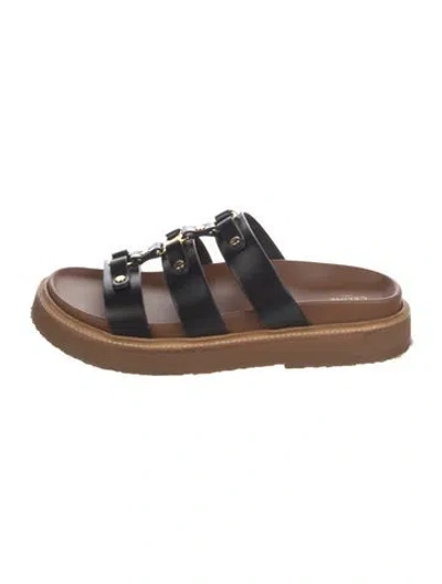 Pre-owned Celine Leather Studded Accents Slides In Black
