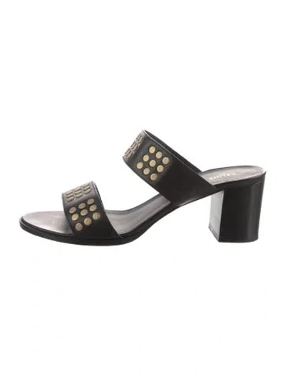 Pre-owned Celine Leather Studded Accents Slides In Black