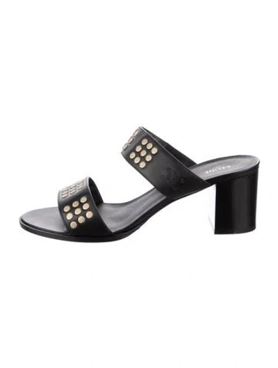 Pre-owned Celine Leather Studded Accents Slides In Black