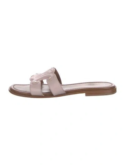 Pre-owned Celine Leather Studded Accents Slides In Pink