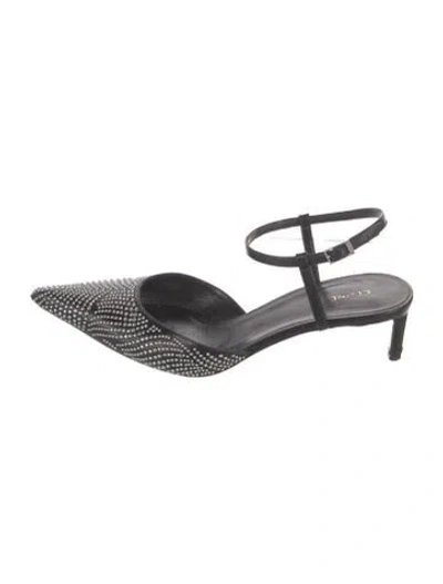 Pre-owned Celine Leather Studded Accents Slingback Pumps In Black