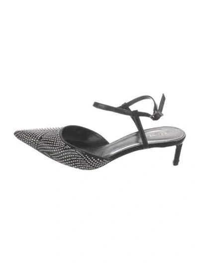 Pre-owned Celine Leather Studded Accents Slingback Pumps In Black