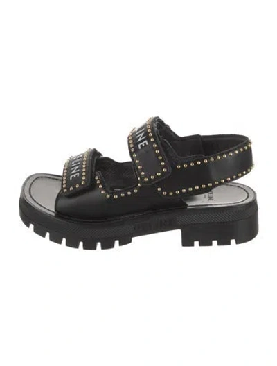 Pre-owned Celine Leather Studded Accents Slingback Sandals In Black