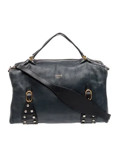 Pre-owned Celine Leather Studded Leather Satchel In Blue