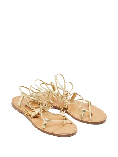 Pre-owned Celine Leather Studded Straps Sandals In Gold