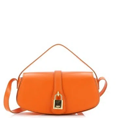 Pre-owned Celine Leather Tabou Clutch Crossbody In Orange