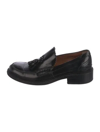 Pre-owned Celine Leather Tassel Accents Loafers In Black