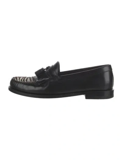 Pre-owned Celine Leather Tassel Accents Loafers In Black