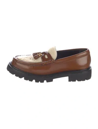 Pre-owned Celine Leather Tassel Accents Loafers In Brown