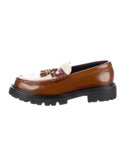 Pre-owned Celine Leather Tassel Accents Loafers In Brown