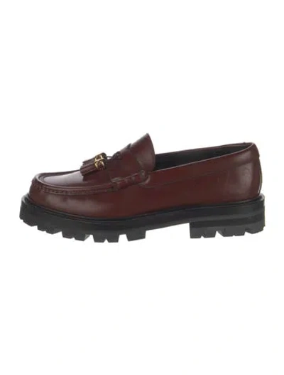 Pre-owned Celine Leather Tassel Accents Loafers In Brown