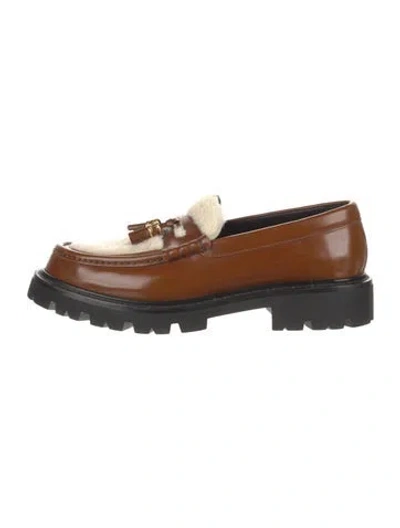 Pre-owned Celine Leather Tassel Accents Loafers In Brown