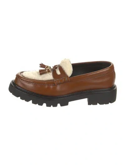 Pre-owned Celine Leather Tassel Accents Loafers In Brown