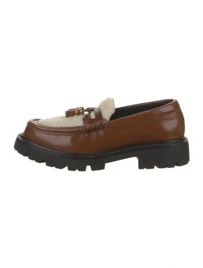 Pre-owned Celine Leather Tassel Accents Loafers In Brown