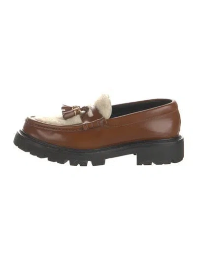 Pre-owned Celine Leather Tassel Accents Loafers In Brown