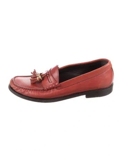 Pre-owned Celine Leather Tassel Accents Loafers In Red