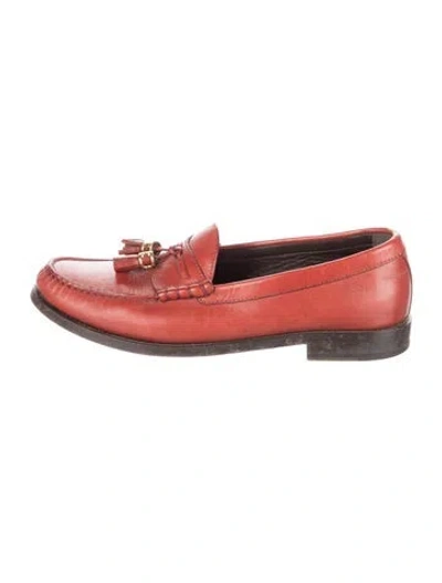 Pre-owned Celine Leather Tassel Accents Loafers In Red