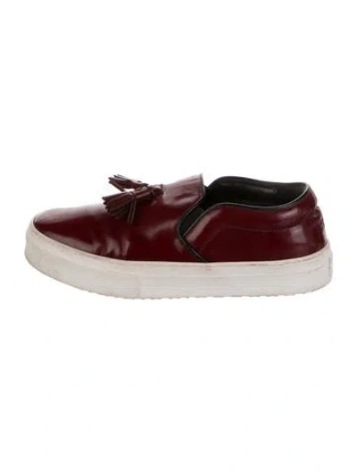 Pre-owned Celine Leather Tassel Accents Sneakers In Burgundy