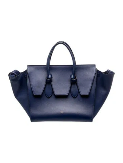 Pre-owned Celine Leather Tie Knot Small In Blue