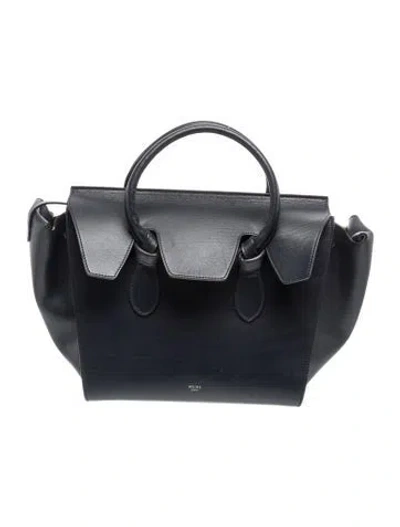 Pre-owned Celine Leather Tie Tote Large In Gray
