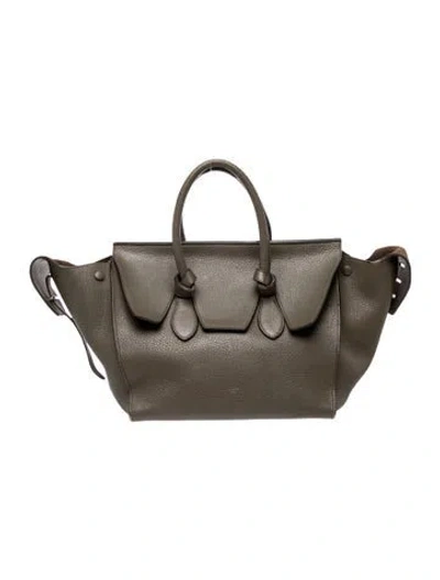 Pre-owned Celine Leather Tie Tote Medium In Brown