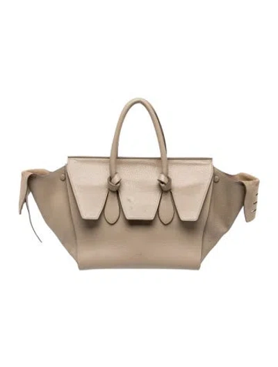 Pre-owned Celine Leather Tie Tote Medium In Neutral
