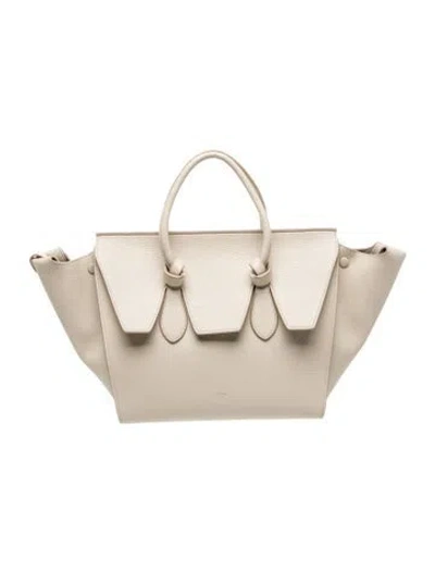 Pre-owned Celine Leather Tie Tote Medium In Neutral