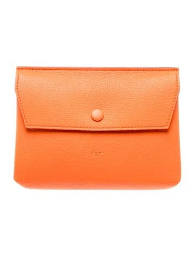 Pre-owned Celine Leather Tie Tote In Orange
