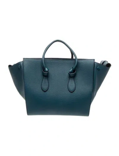 Pre-owned Celine Leather Tie Tote Small In Blue