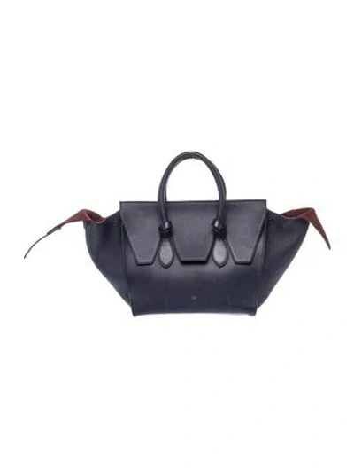 Pre-owned Celine Leather Tie Tote Small In Blue