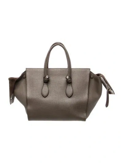 Pre-owned Celine Leather Tie Tote Small In Brown