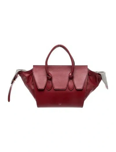 Pre-owned Celine Leather Tie Tote Small In Red