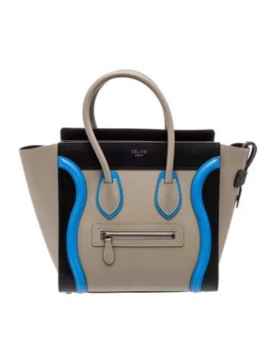 Pre-owned Celine Leather Top Handle Bag Micro In Neutral