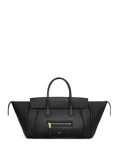 Celine Leather Tote Bag In Black