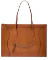 Celine Leather Tote In Brown