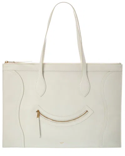 Celine Leather Tote In White