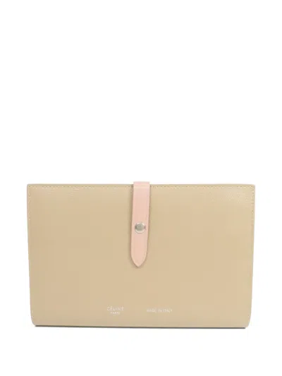 Pre-owned Celine Leather Touch-strap Wallet In Neutral