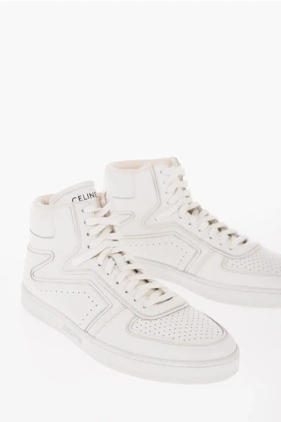 Celine Leather Trainer High-top Sneakers In White