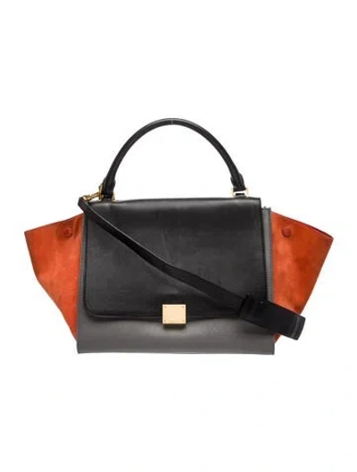 Pre-owned Celine Leather Trapeze Medium In Gray