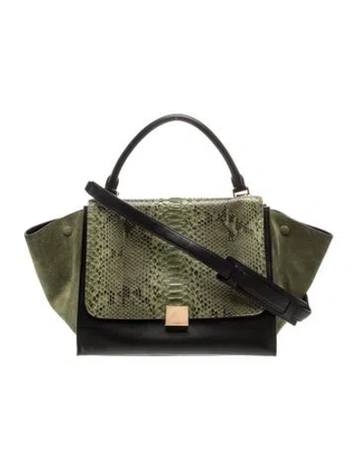Pre-owned Celine Leather Trapeze Medium In Green
