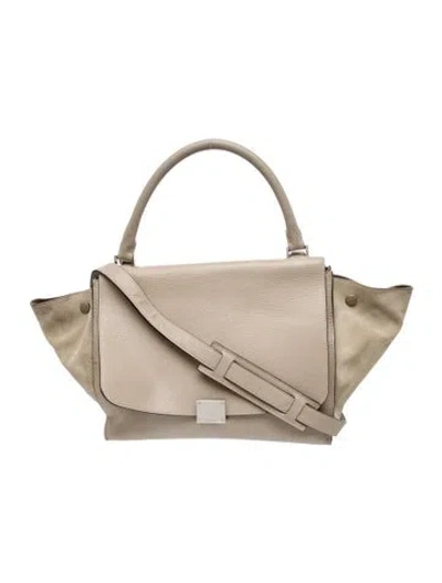 Pre-owned Celine Leather Trapeze Medium In Neutral