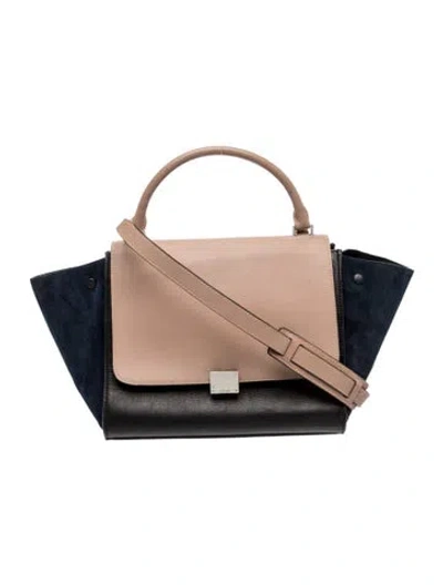 Pre-owned Celine Leather Trapeze Medium In Neutral